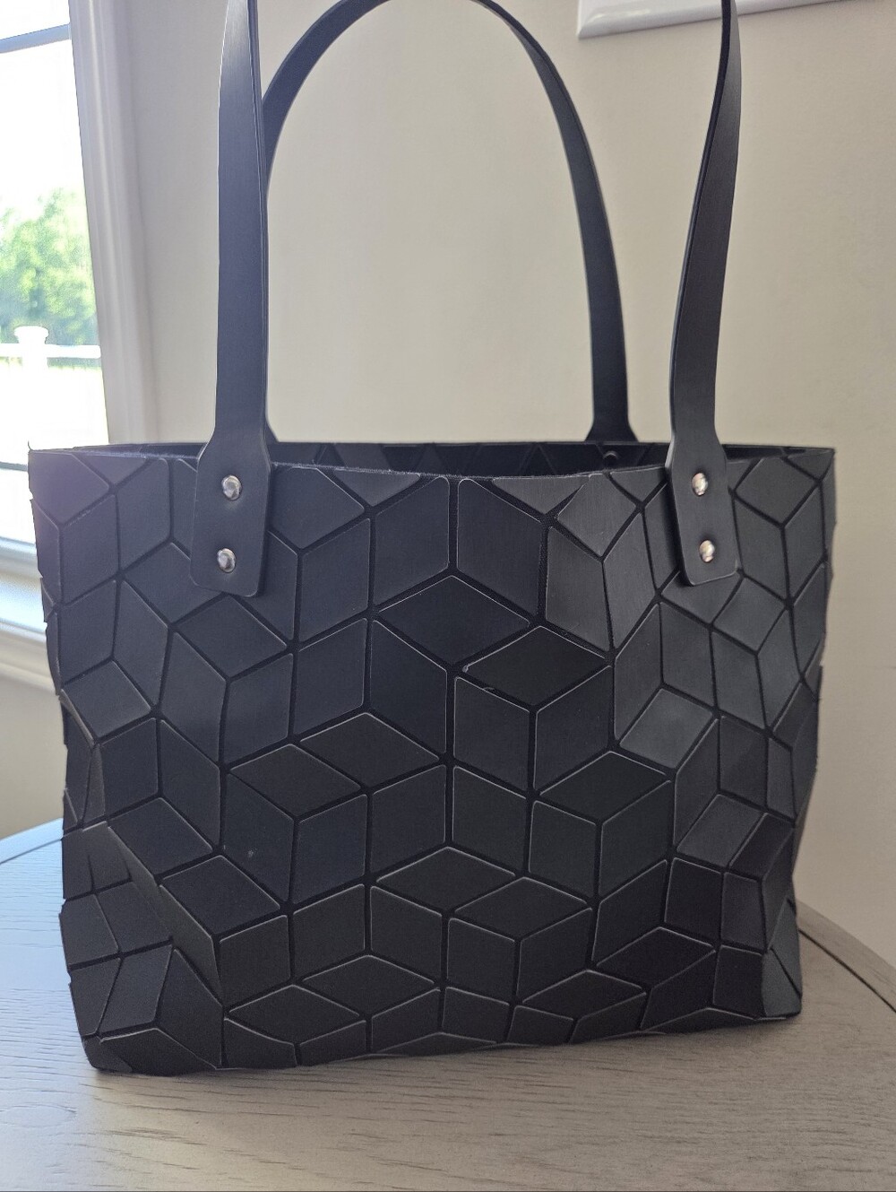 Emilio Pepe Matte Black Geometric 3D Shoulder Bag